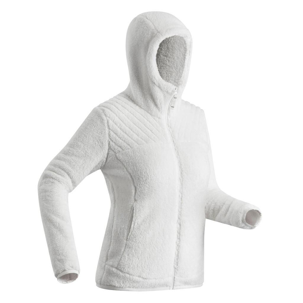 Polaire de randonnée chaude femme, NH500 blanc
