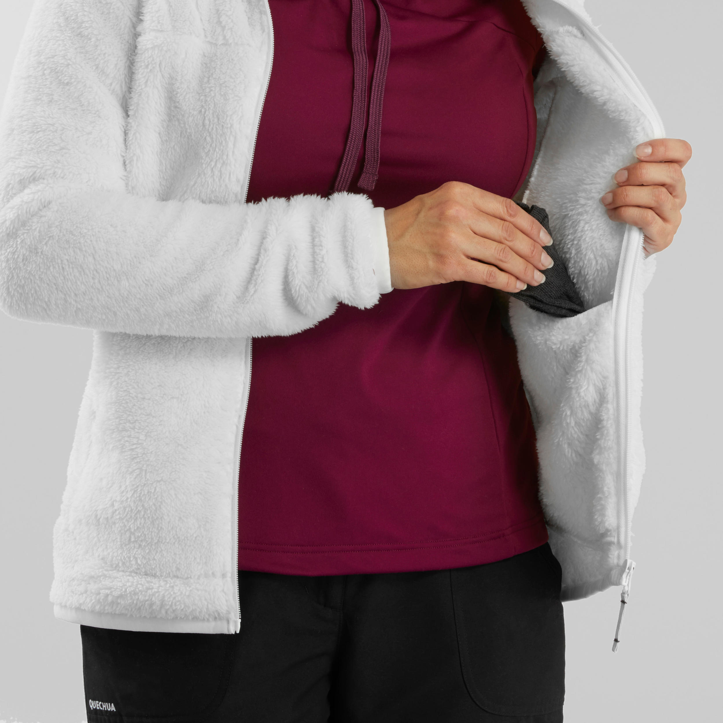 Women’s Fleece Hoodie Jacket – SH 500 - QUECHUA