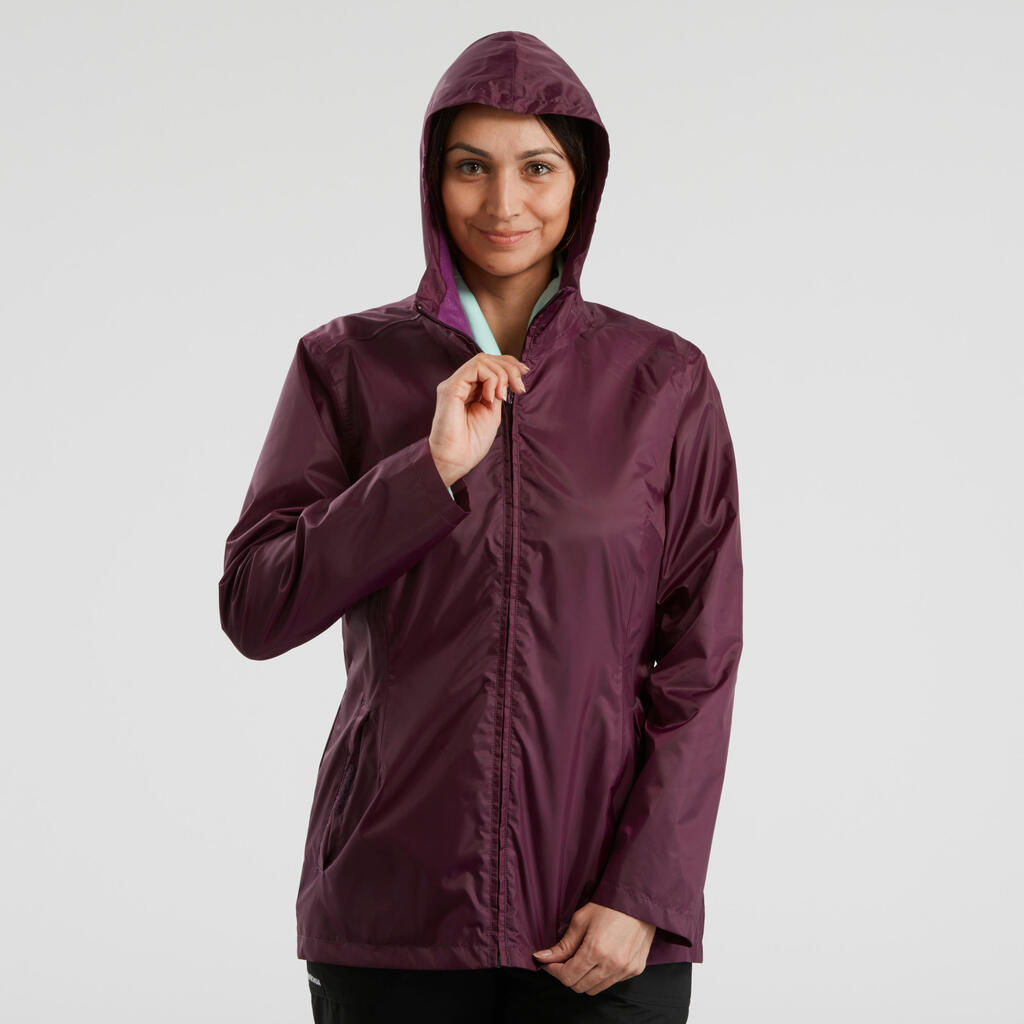 Dámska bunda SH100 Warm na zimnú turistiku fialová