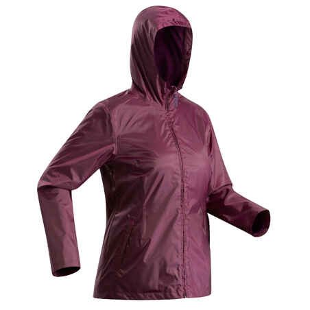 Vijoličasta ženska topla pohodniška jakna SH100 