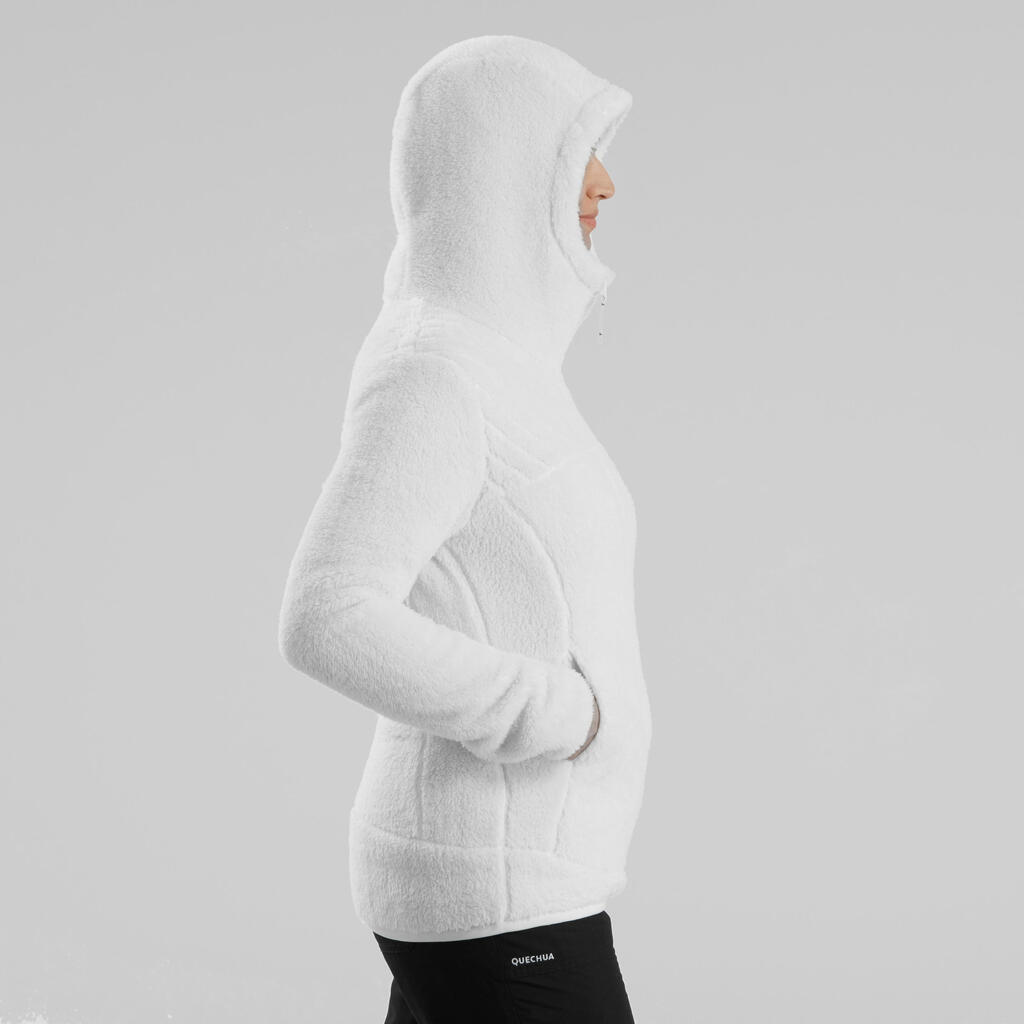 Polaire de randonnée chaude femme, NH500 blanc