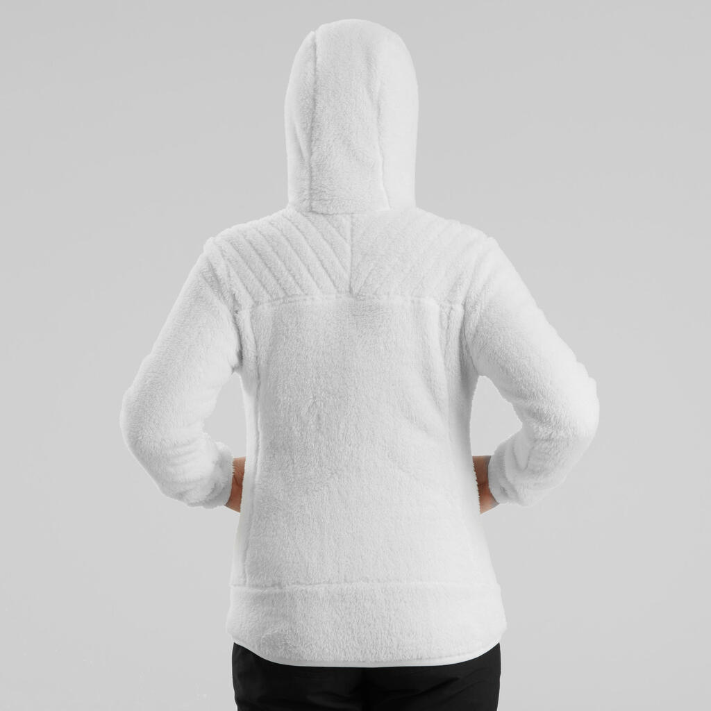 Polaire de randonnée chaude femme, NH500 blanc
