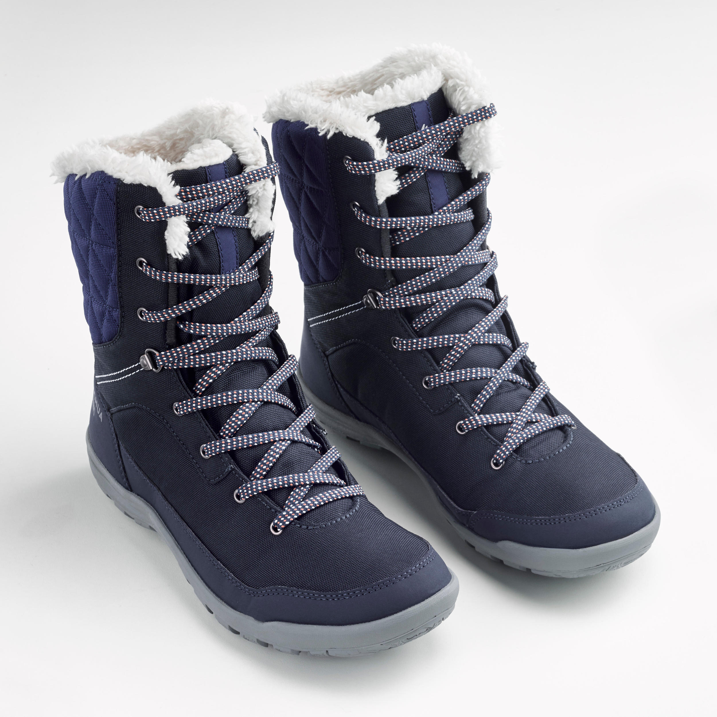 Scarpe trekking donna SH100 WARM HIGH impermeabili blu QUECHUA Decathlon