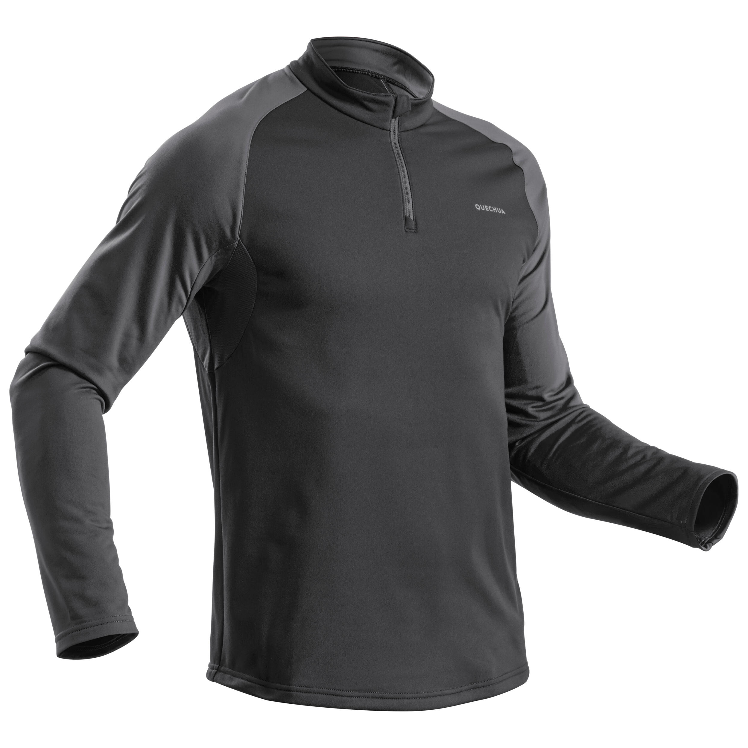 Men’s Warm Long-Sleeved Shirt - SH 100 Black - QUECHUA