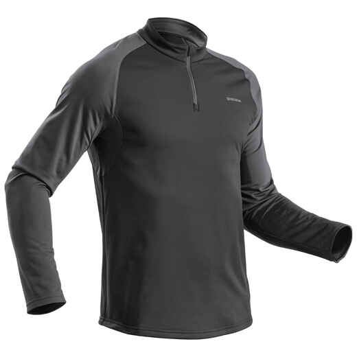 
      Ανδρικό ζεστό μακρυμάνικο t-shirt για πεζοπορία στο χιόνι SH100 - Μαύρο.
  