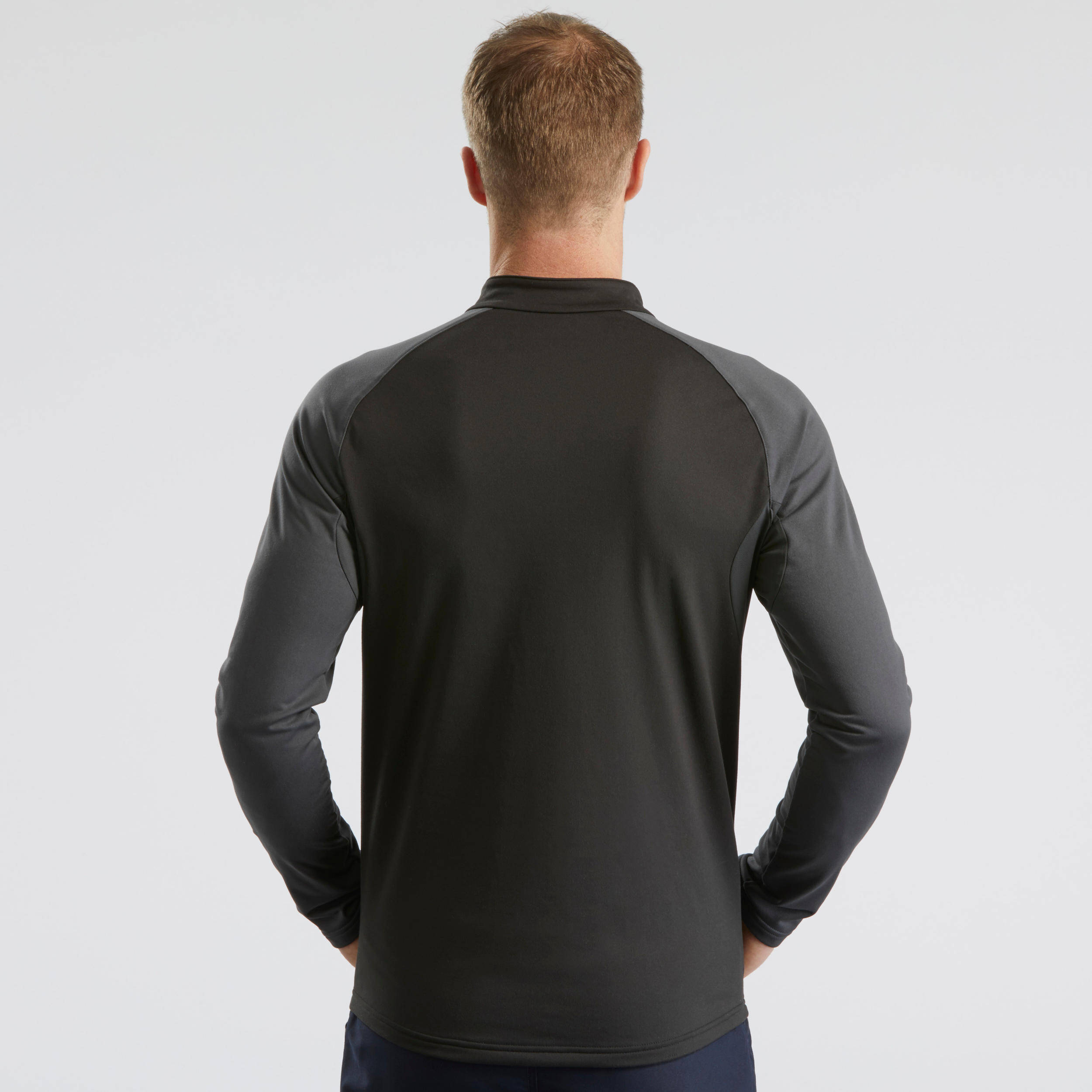 Men Hiking Long Sleeved Warm T-Shirt SH100 Black -  4
