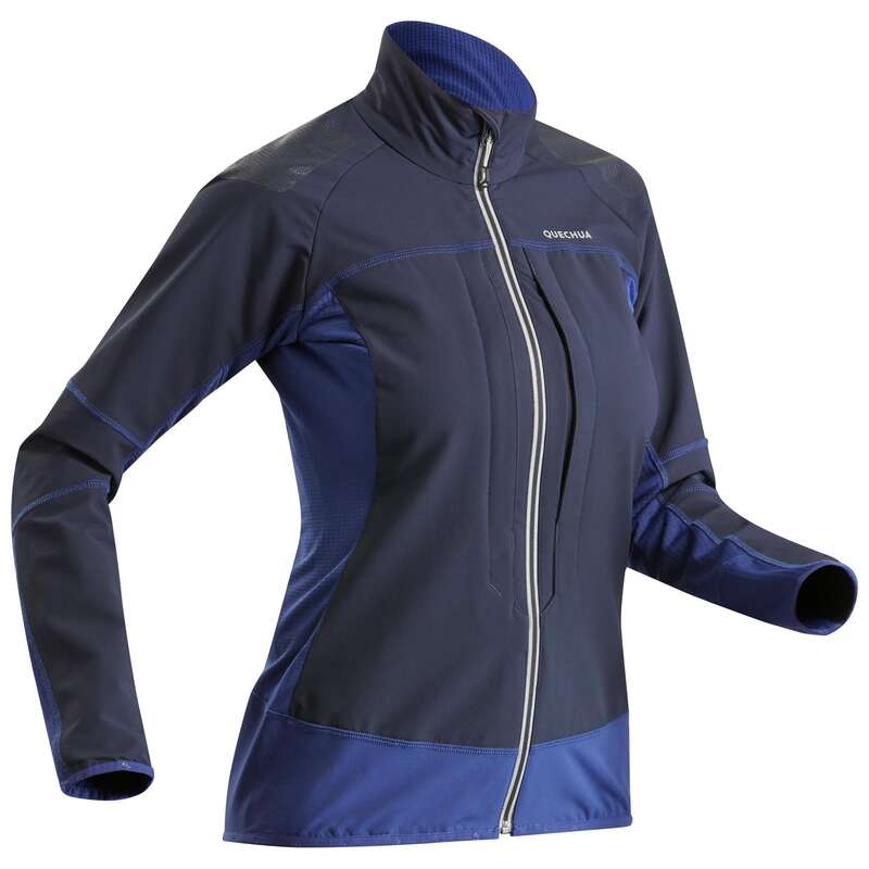 WOMEN SNOW HIKING WARM PANTS & FLEECES Hiking - W WARM SOFTSHELL SH900 - BLUE QUECHUA - Hiking Jackets