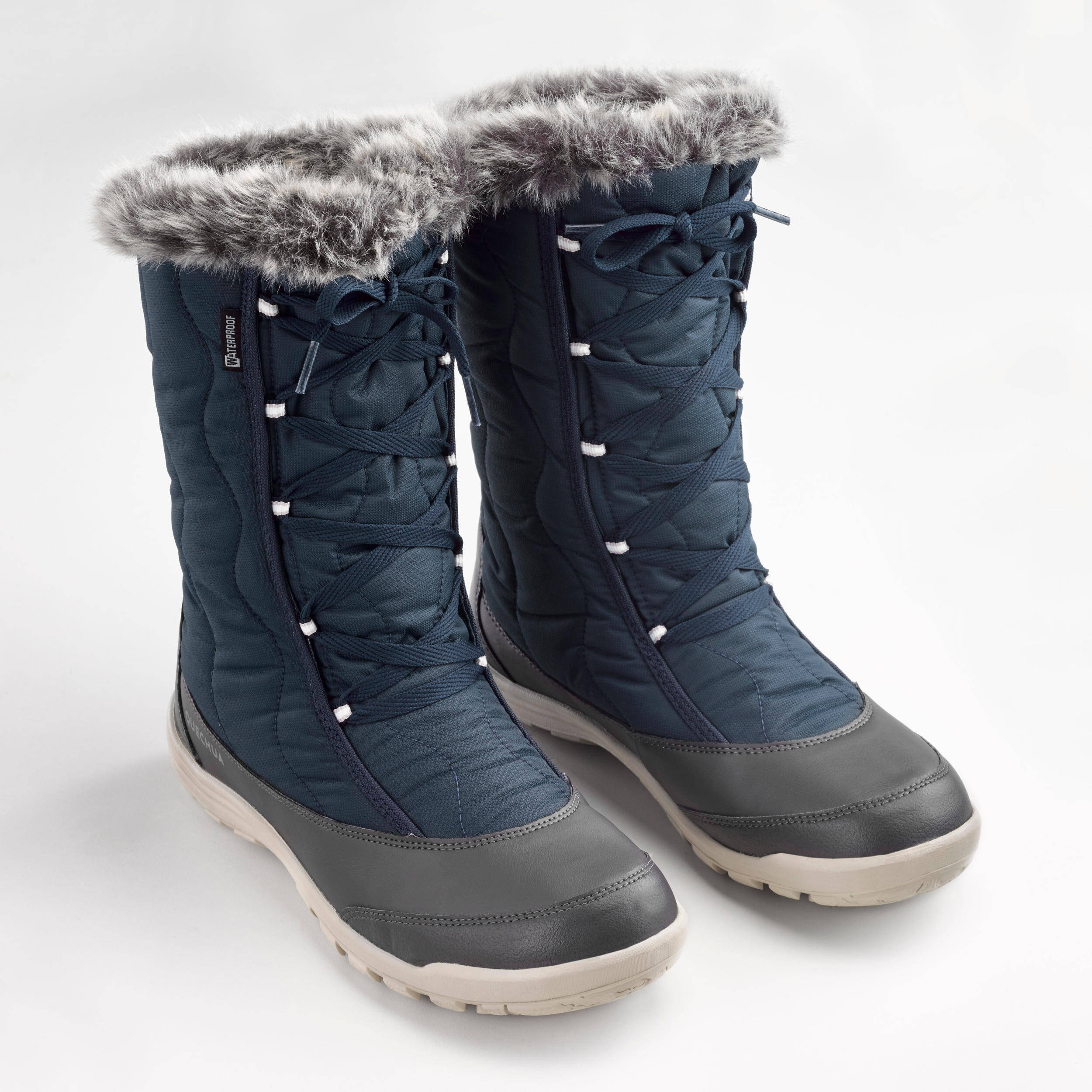 Women High Ankle Winter Boots with Snow Grip Blue - SH500 -  3