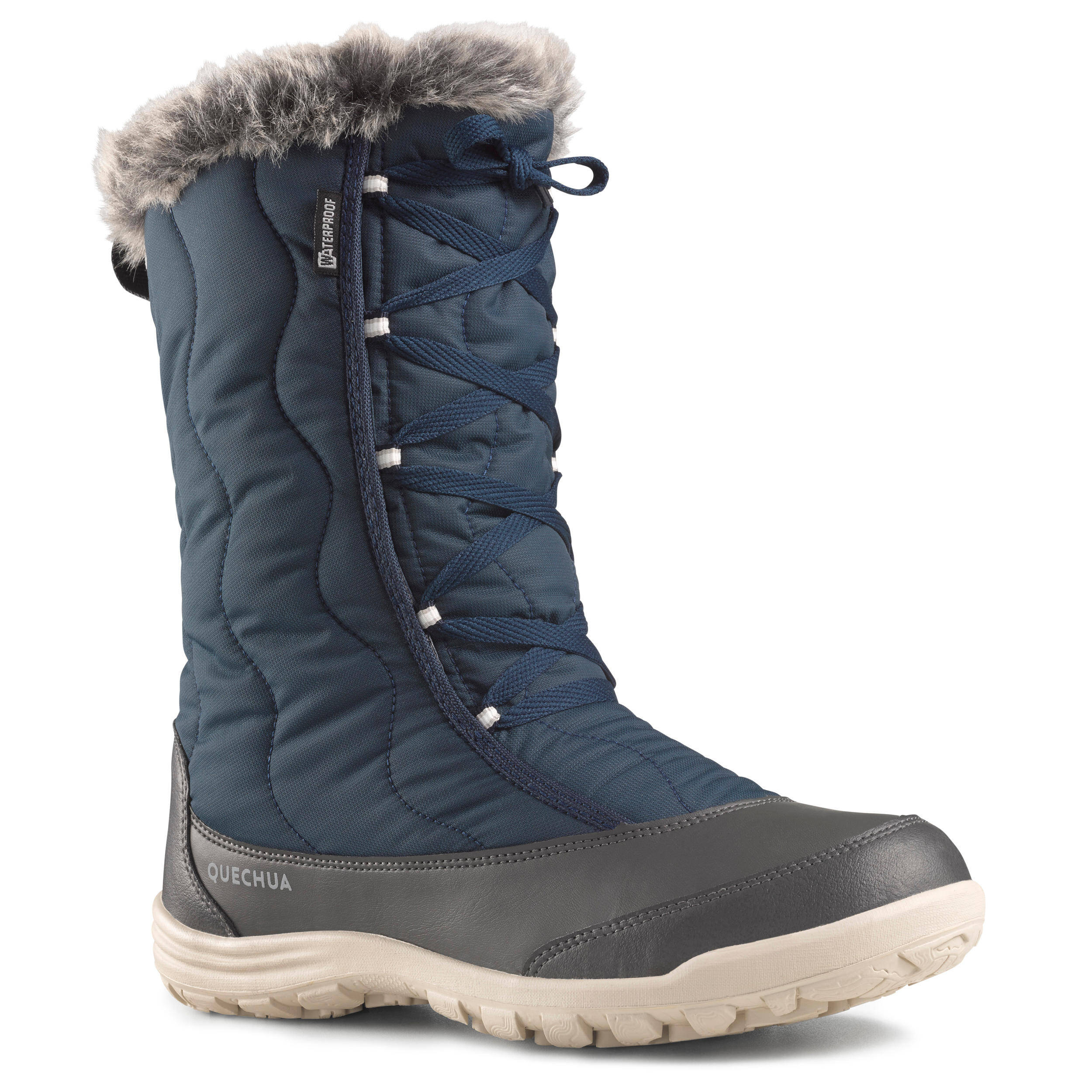 Women High Ankle Winter Boots with Snow Grip Blue - SH500 -  1