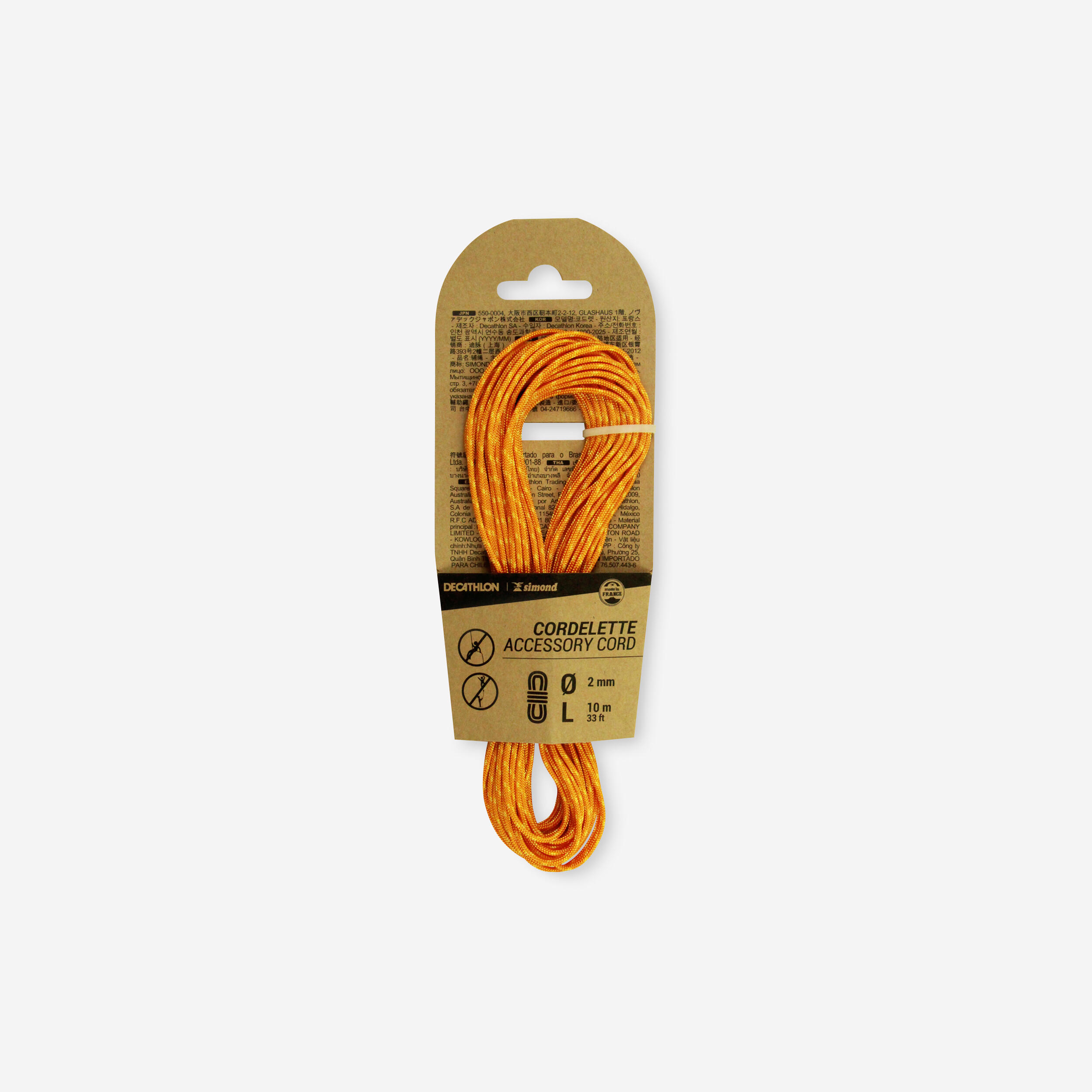 Corda fina de escalada e alpinismo 2 mm x 10 m - laranja