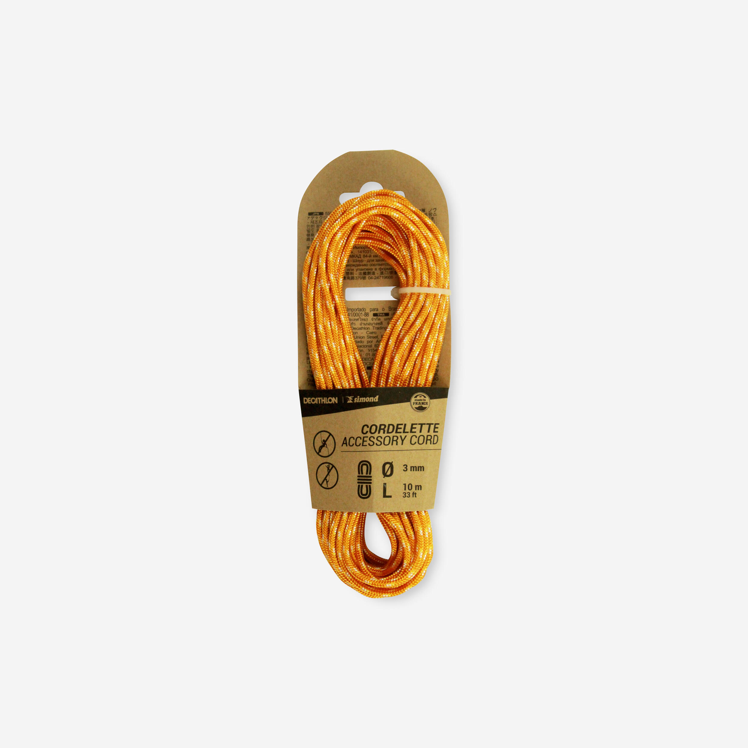 Climbing and mountaineering rope 3 mm x 10 m - Orange