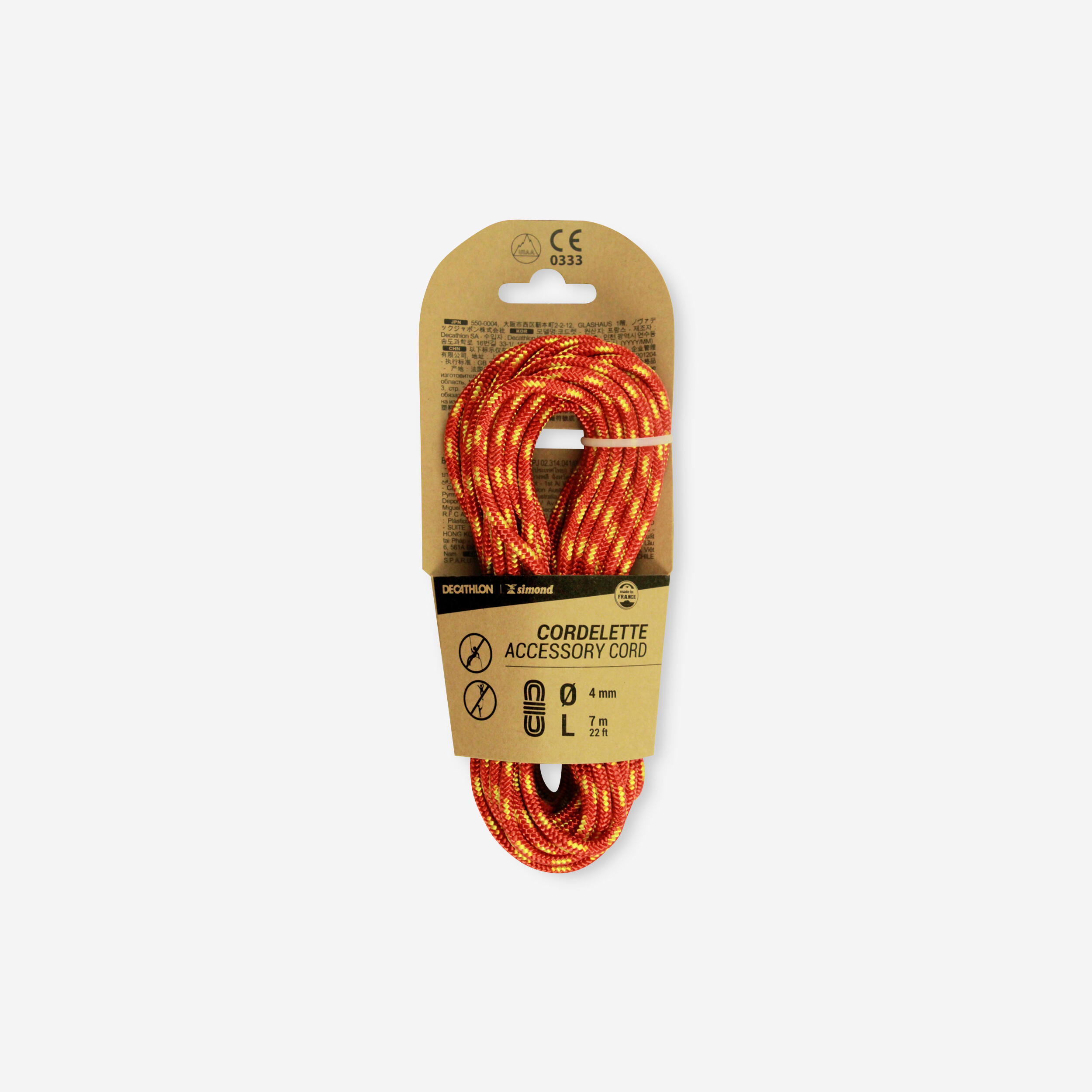 Simond - Cordelette D'escalade Et D'alpinisme 4 Mm X 7 M - Rouge - Cordelette D'escalade - Escalade Alpi Canyoning Parapente - Orange - 4mm - Decathlon