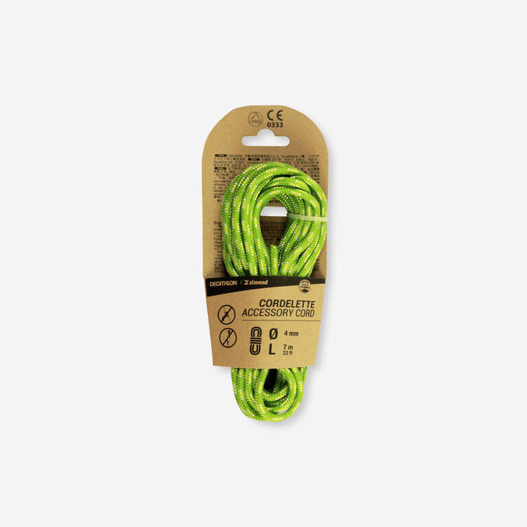 4 mm x 7 m - Accessory Carrying Cord for Climbing Green