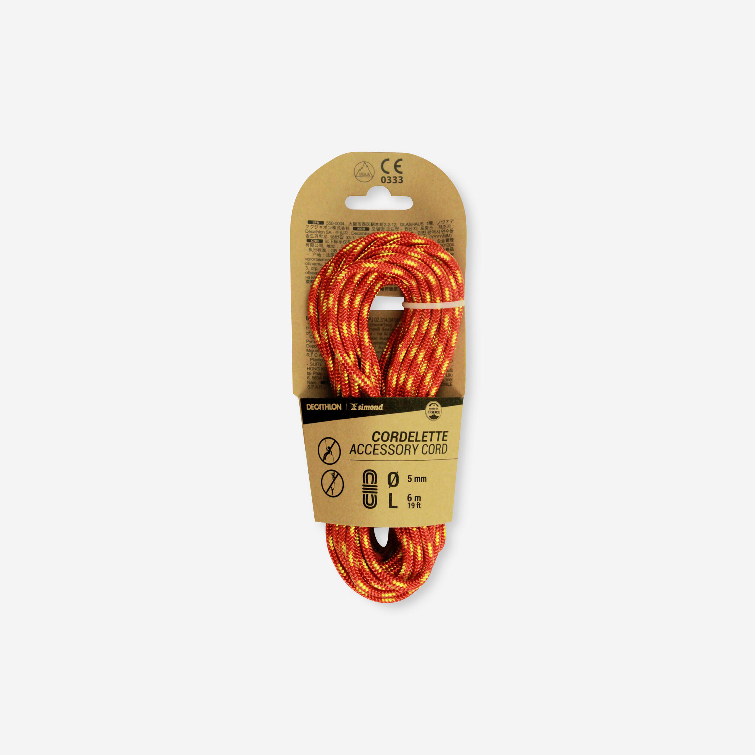 Corda fina de escalada e alpinismo 5 mm x 6 m - vermelho