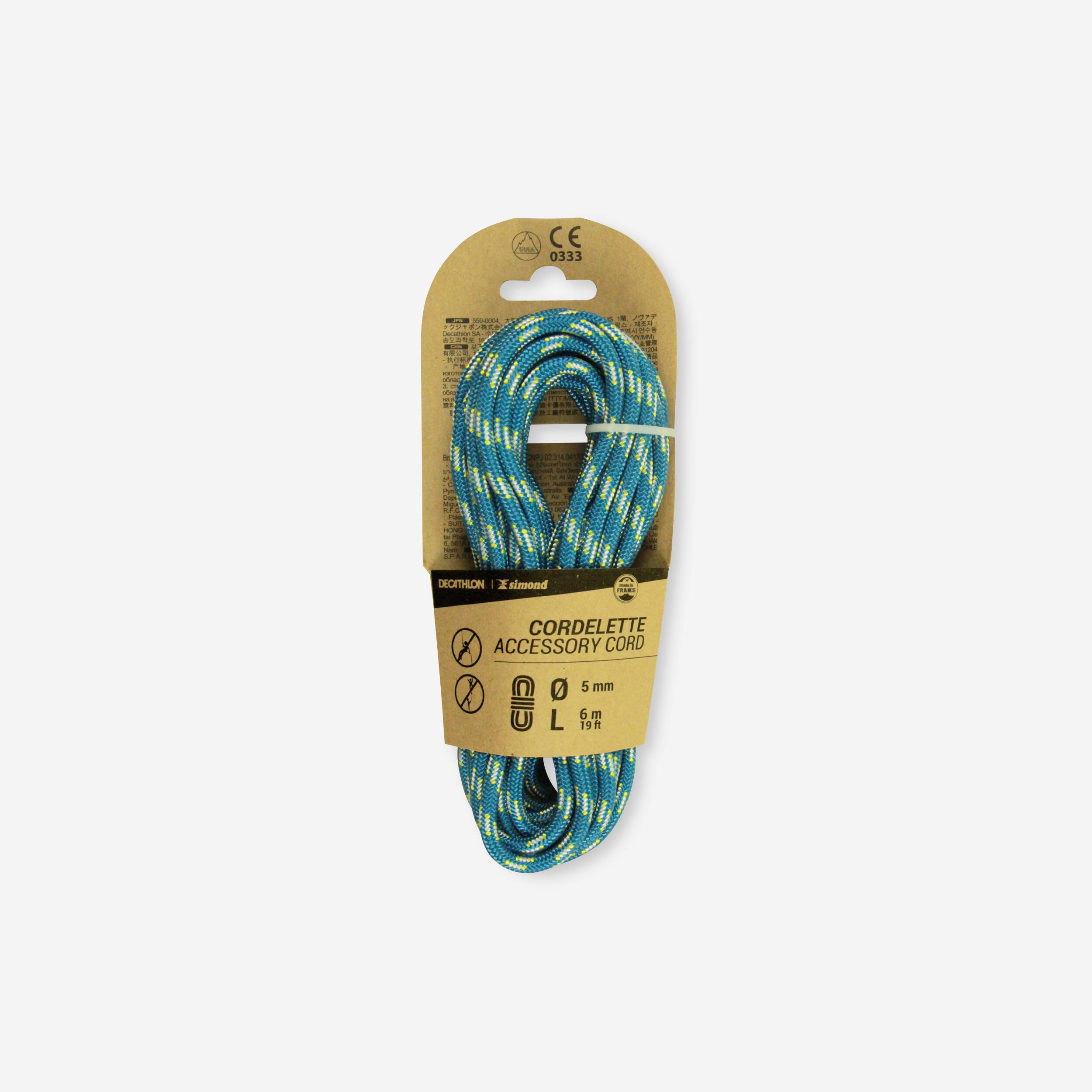 Climbing and mountaineering rope 5 mm x 6 m - Blue