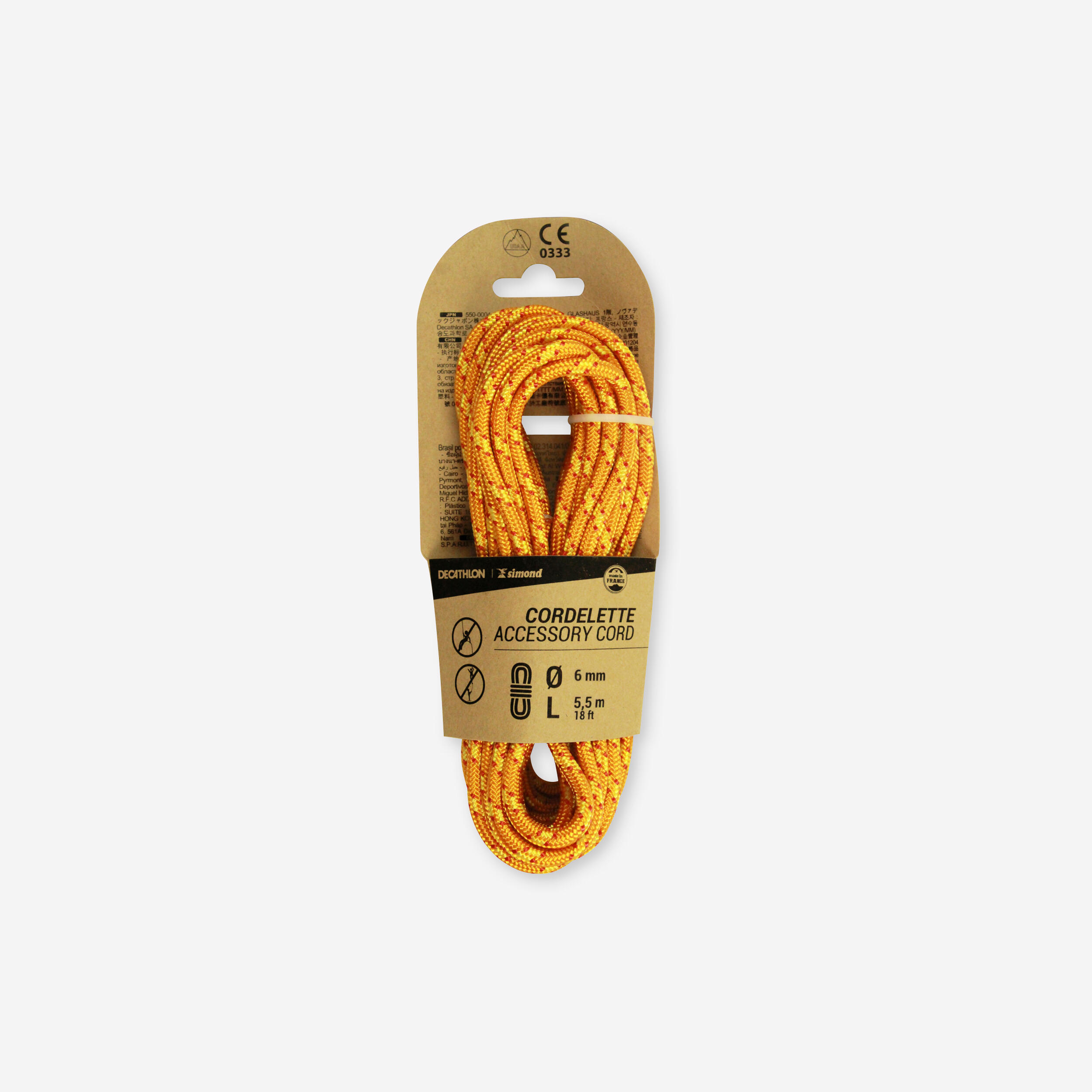 Corda fina de escalada e alpinismo 6 mm x 5,5 m - laranja