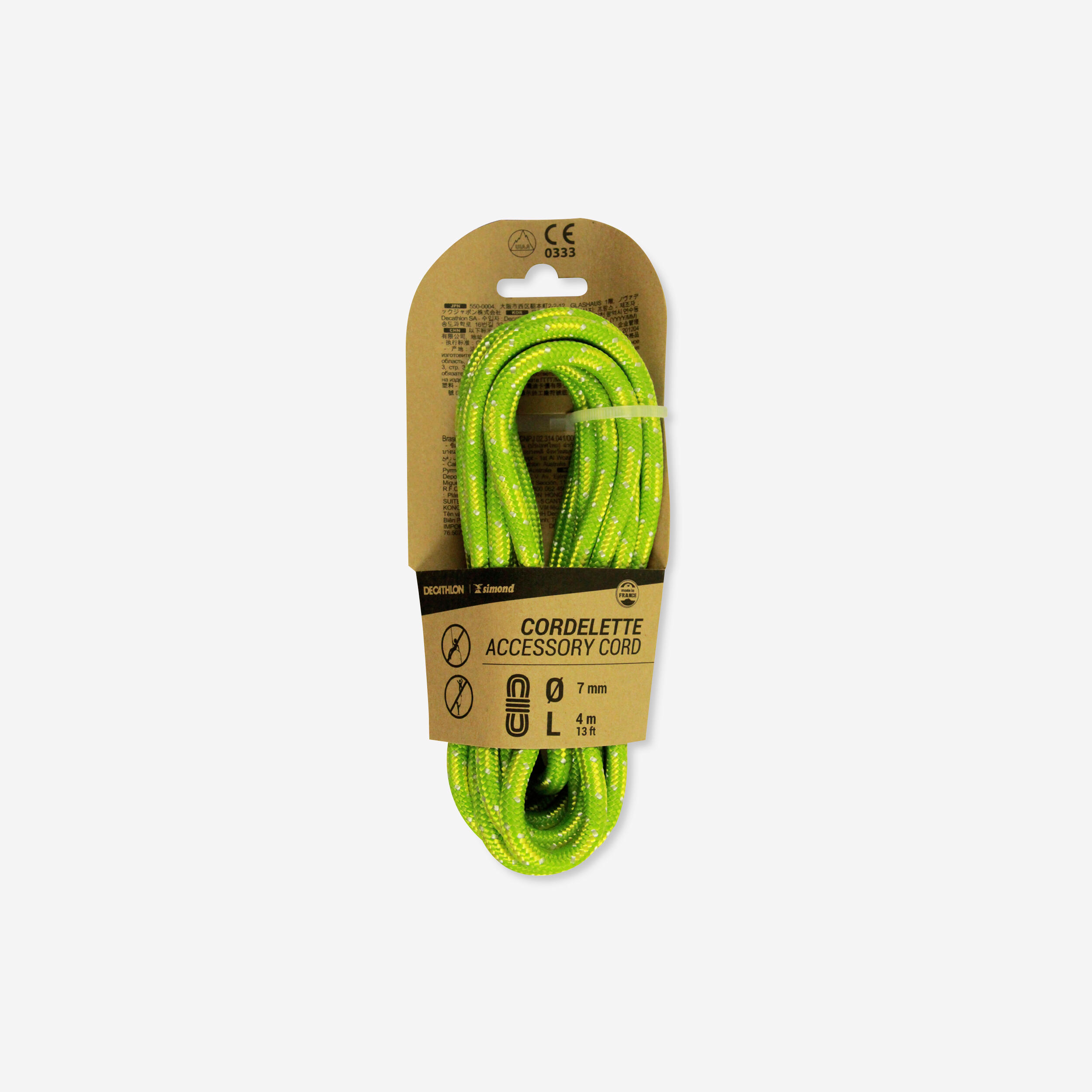 Climbing and Mountaineering Cordelette 7 mm x 4 m - Green 1/2