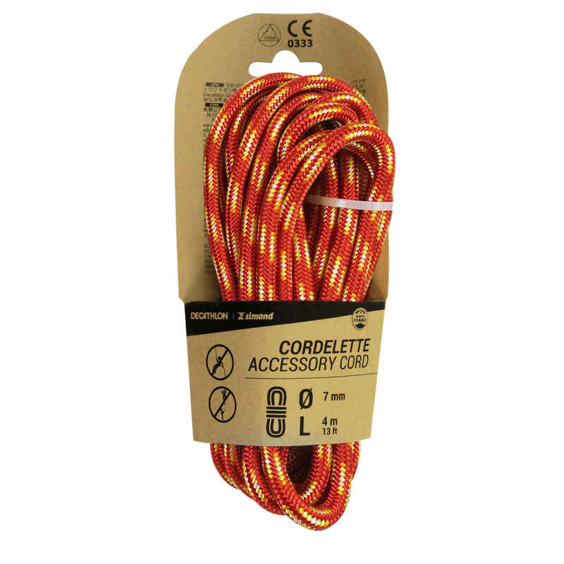 Climbing and Mountaineering Cordelette 7 mm x 4 m Red Decathlon