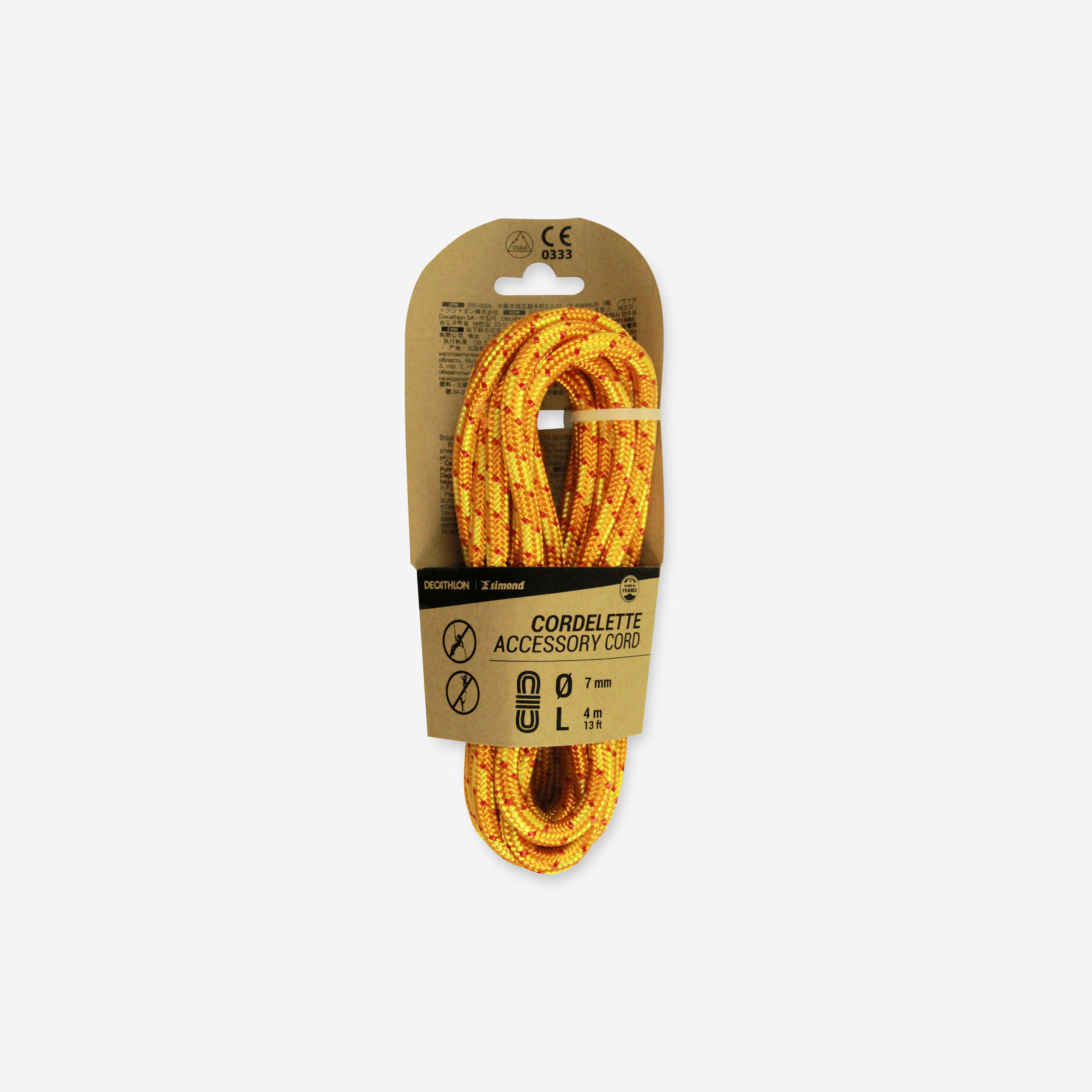 Corda fina de escalada e alpinismo 7 mm x 4 m - laranja