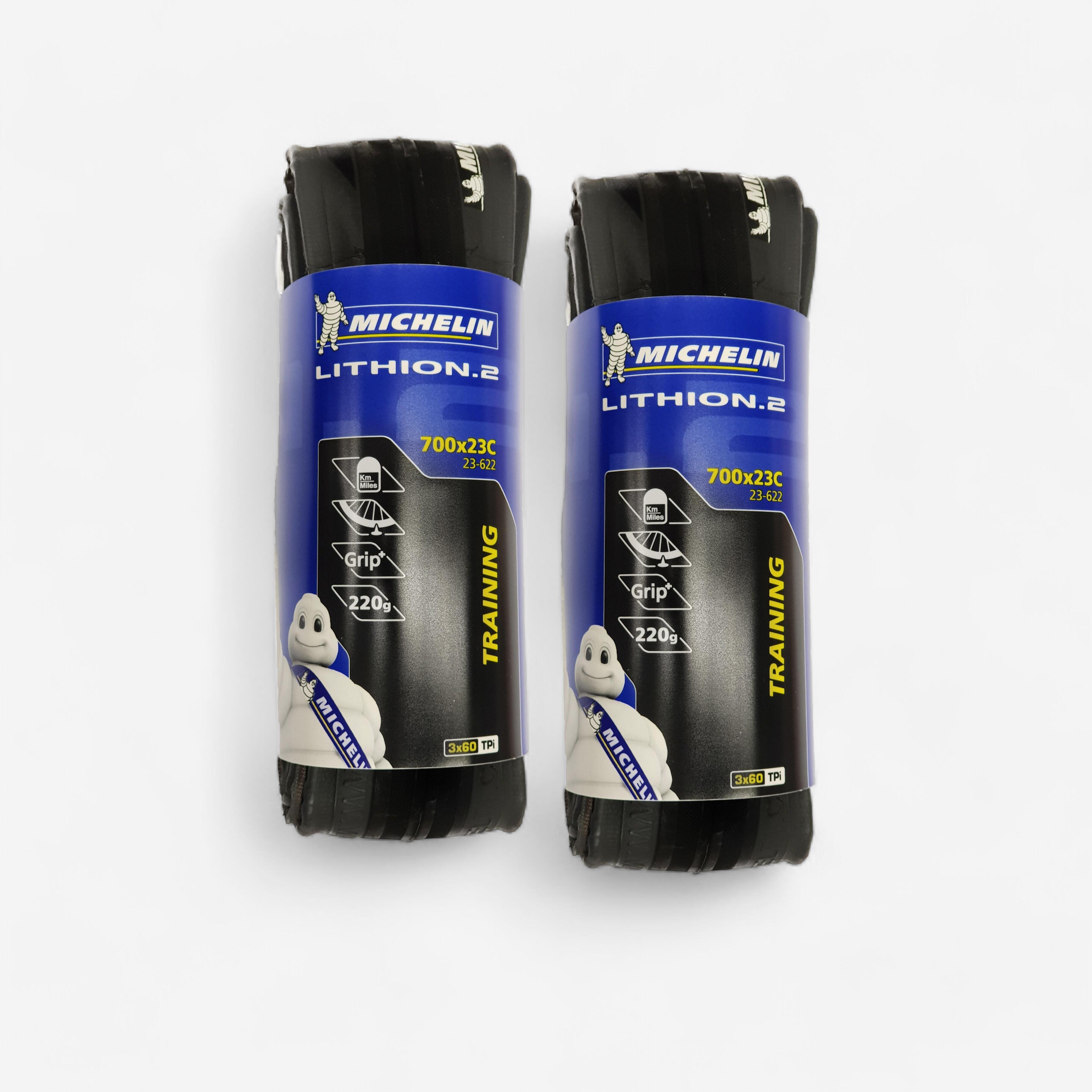PACK 2 PNEUS ROUTE MICHELIN LITHION 2 700X23 TRINGLES SOUPLES