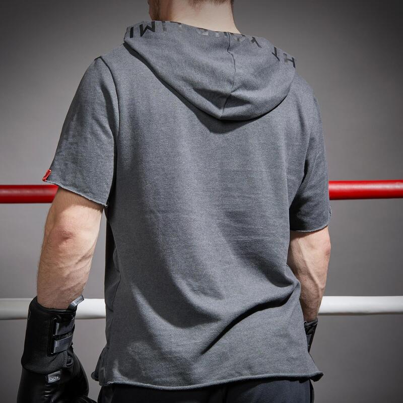 Camiseta de boxeo manga corta con capucha Outshock 100 gris