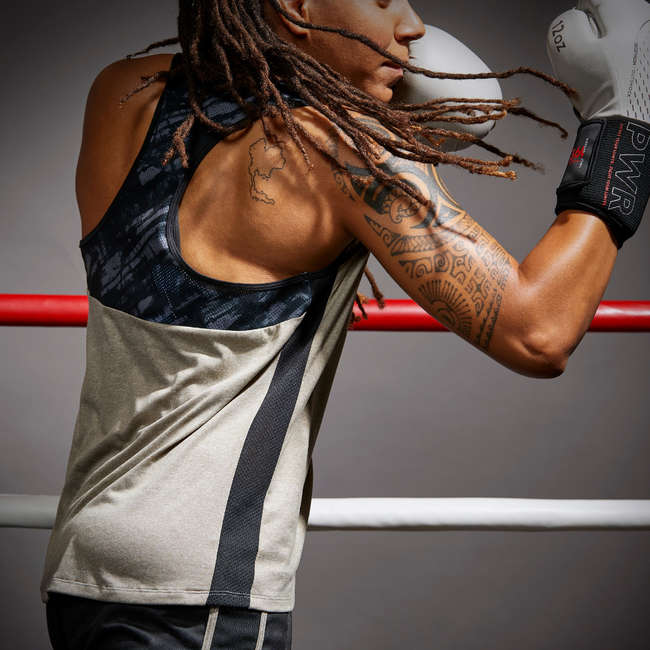 OUTSHOCK 500 Women's Boxing Tank Top Beige Decathlon