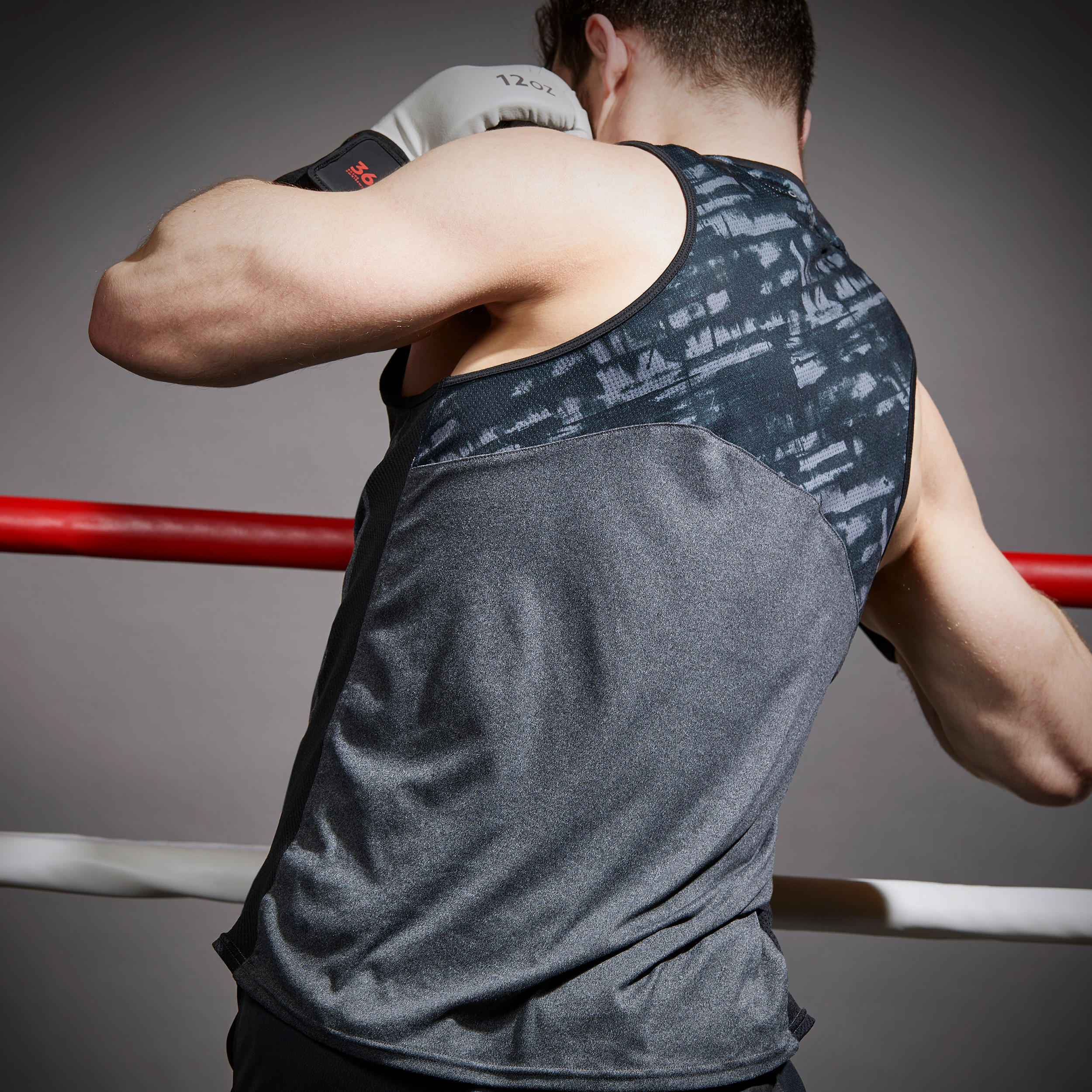 CAMISETA SIN MANGAS DE BOXEO 500 HOMBRE GRIS