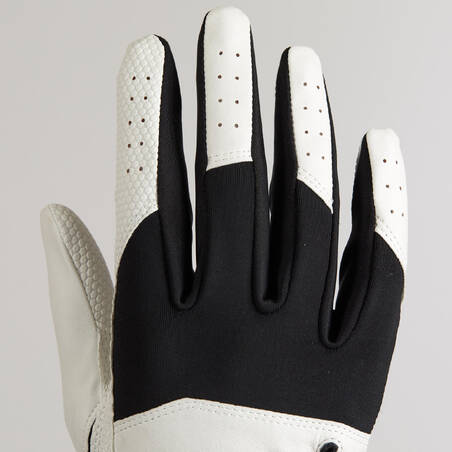 MEN'S GOLF GLOVE LEFT HANDED - 100 WHITE AND BLACK