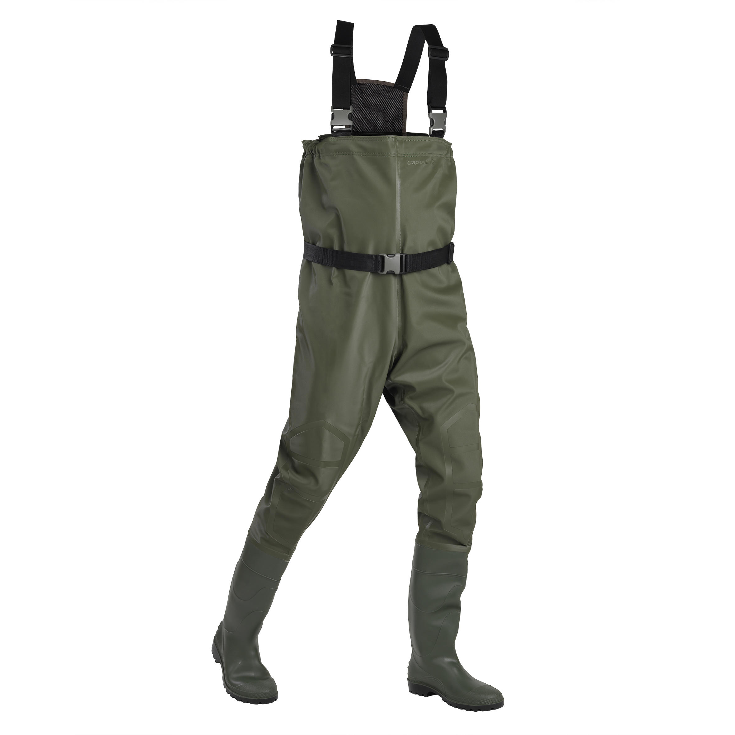 Fishing Breathable PVC Waders - 500 - Ash khaki green, Carbon grey -  Caperlan - Decathlon