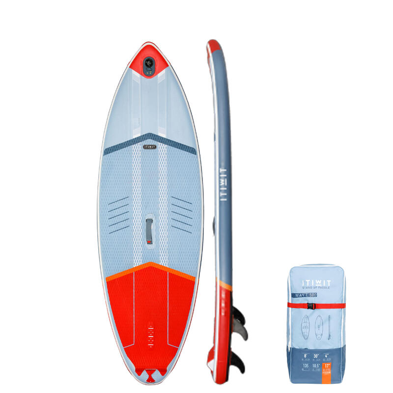 STAND UP PADDLE GONFLABLE DE SURF 500 / 8' ROUGE 135 L