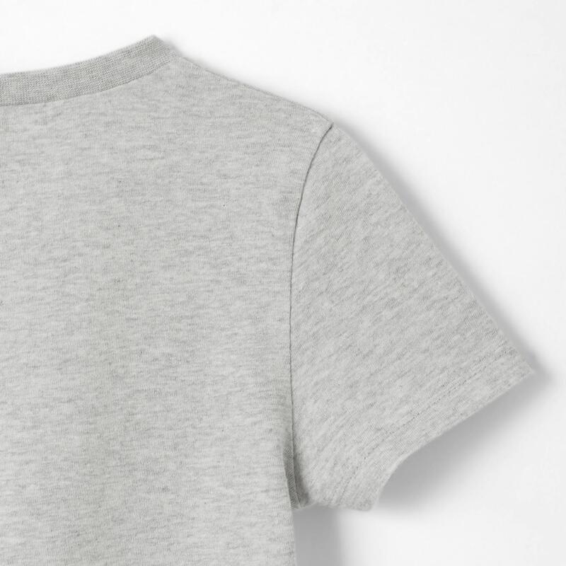 Camiseta gimnasia deportiva manga corta 100% algodón Bebés Domyos 100 gris