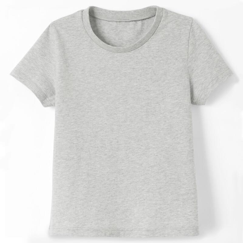 Camiseta gimnasia deportiva manga corta 100% algodón Bebés Domyos 100 gris