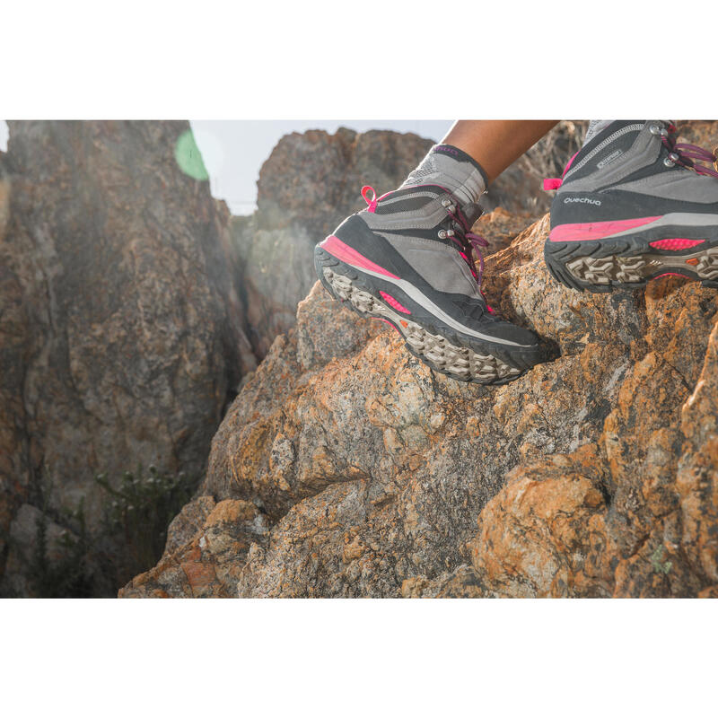 Chaussettes de randonnée montagne tiges high. 2 paires MH 520 gris violet