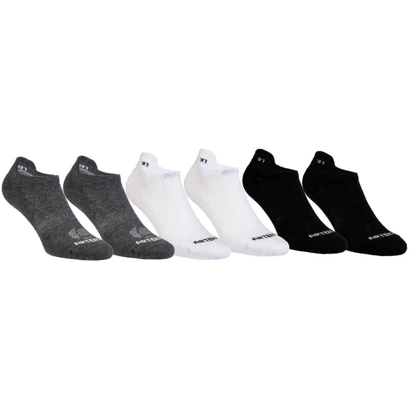 RS 160 Low Sport Socks 6-Pack - Grey/Black/White - Decathlon