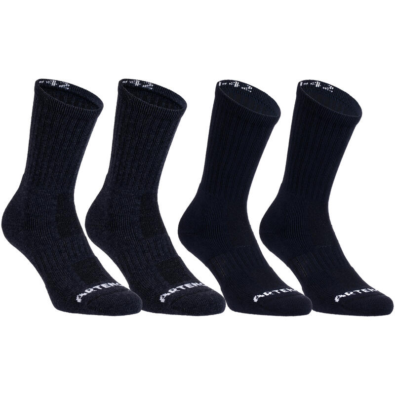 CHAUSSETTES DE SPORT HAUTES ARTENGO RS 500 NAVY NAVY CHINE LOT DE 4