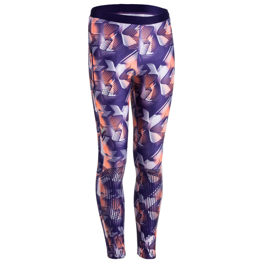 Kids' Athletics Tights AT100 - Purple Print