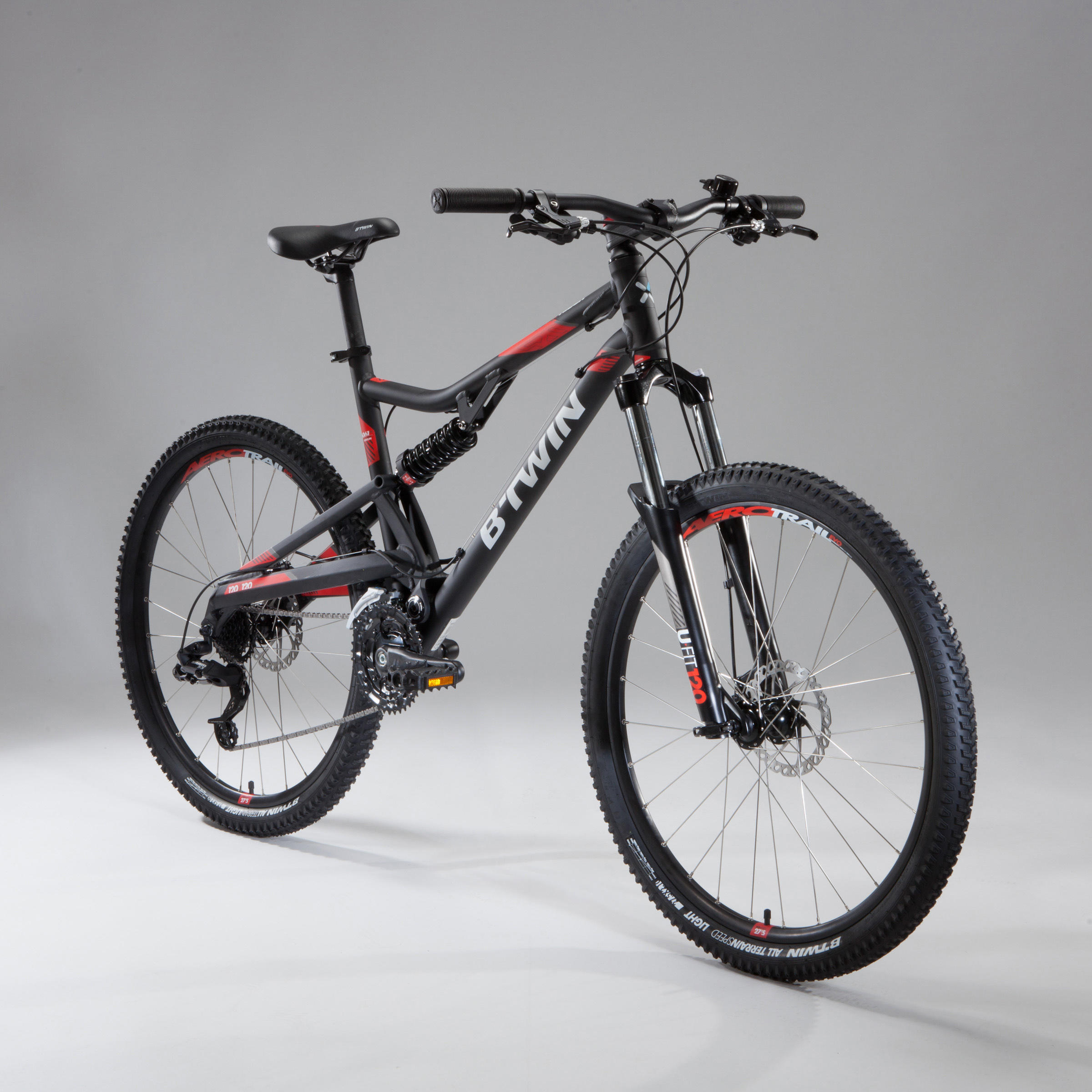 27.5 Inch MOUNTAIN BIKE FULL SUSPENSION ROCKRIDER ST 520 - BLACK/RED 3/13