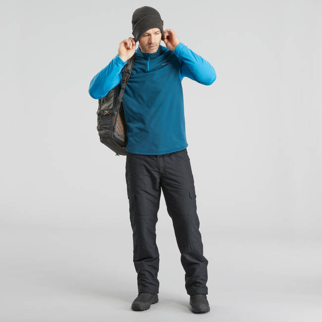 Buy Men's Long-Sleeved Warm Hiking T-Shirt SH100 Blue Online