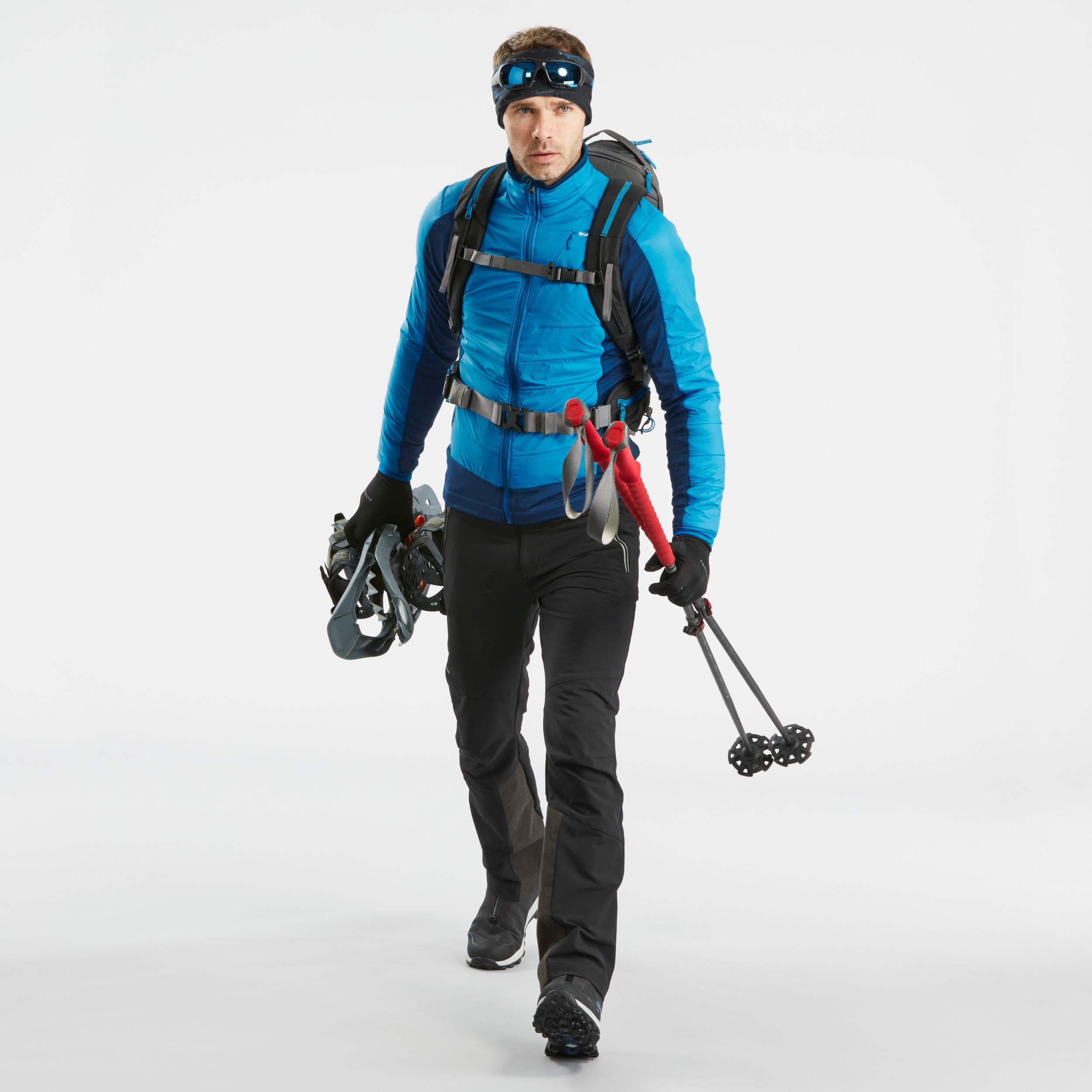 QUECHUA Pánska fleecová hybridná mikina na zimnú turistiku SH900 X-warm modrá L · záber 7