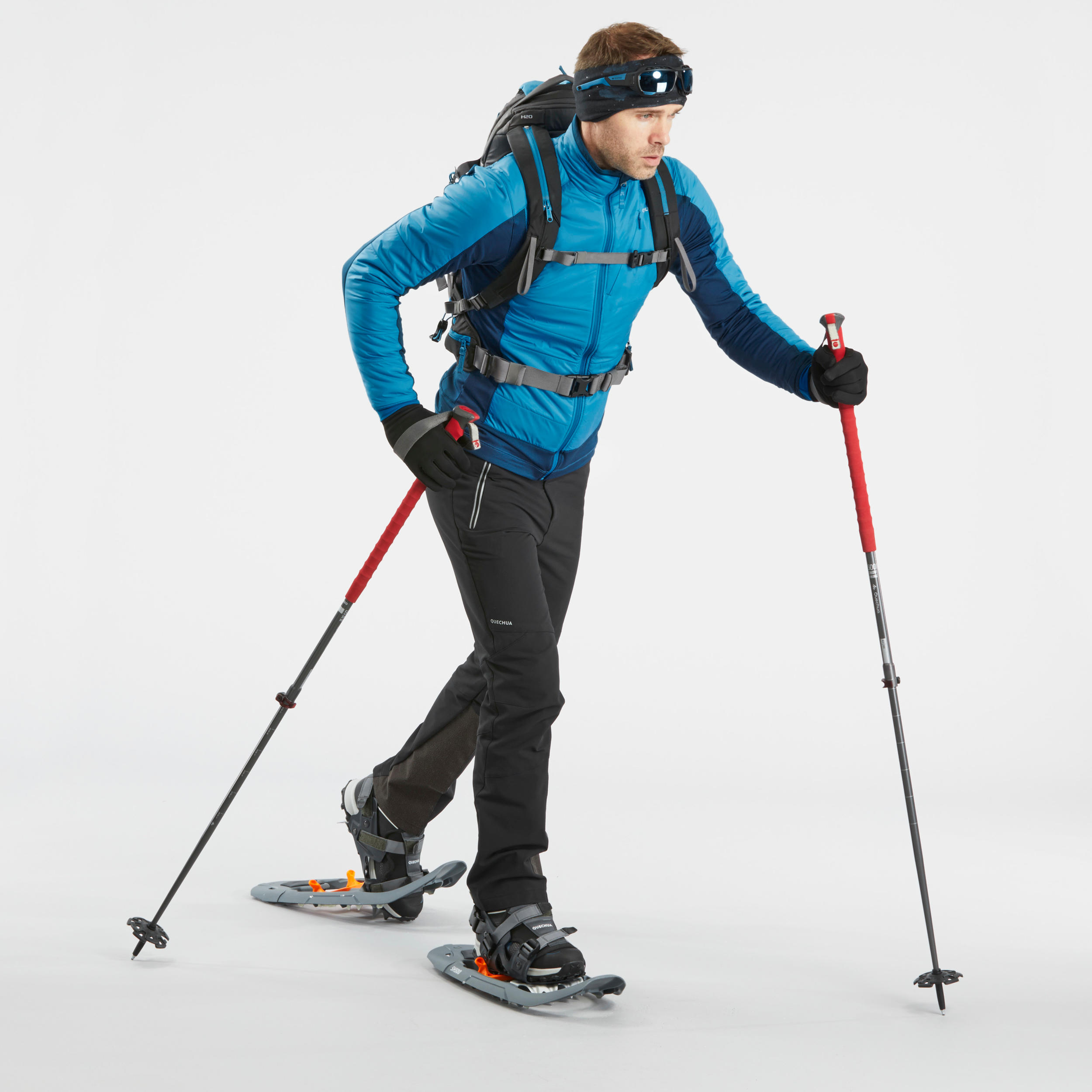 QUECHUA Pánska fleecová hybridná mikina na zimnú turistiku SH900 X-warm modrá L · záber 6