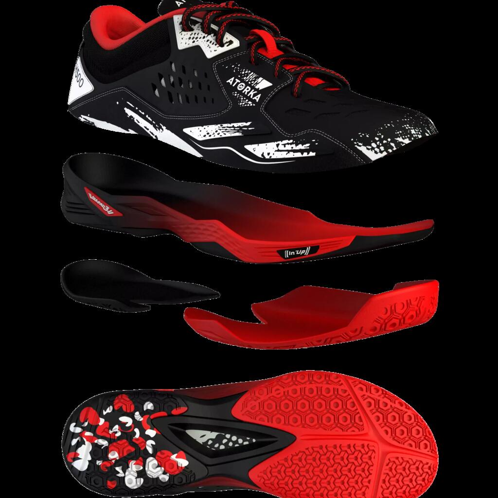 H500 Handball Shoes - White/Red/Black