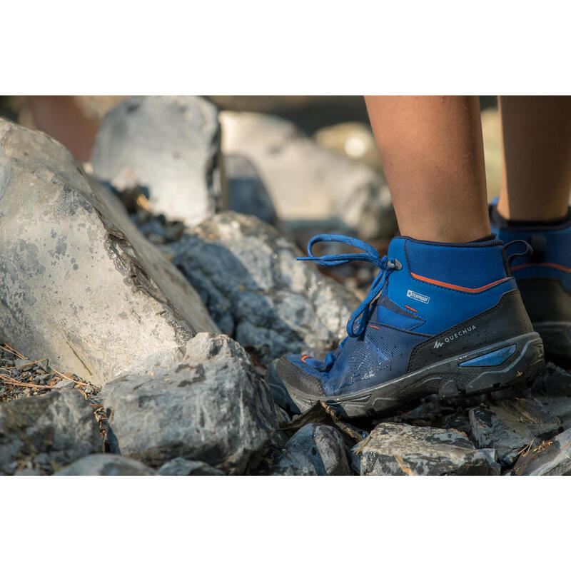 Waterdichte wandelschoenen voor kinderen MH120 mid 35 tot 38 blauw