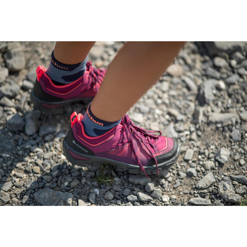 Lage wandelschoenen met veters voor kinderen MH120 maat 35 tot 38 paars