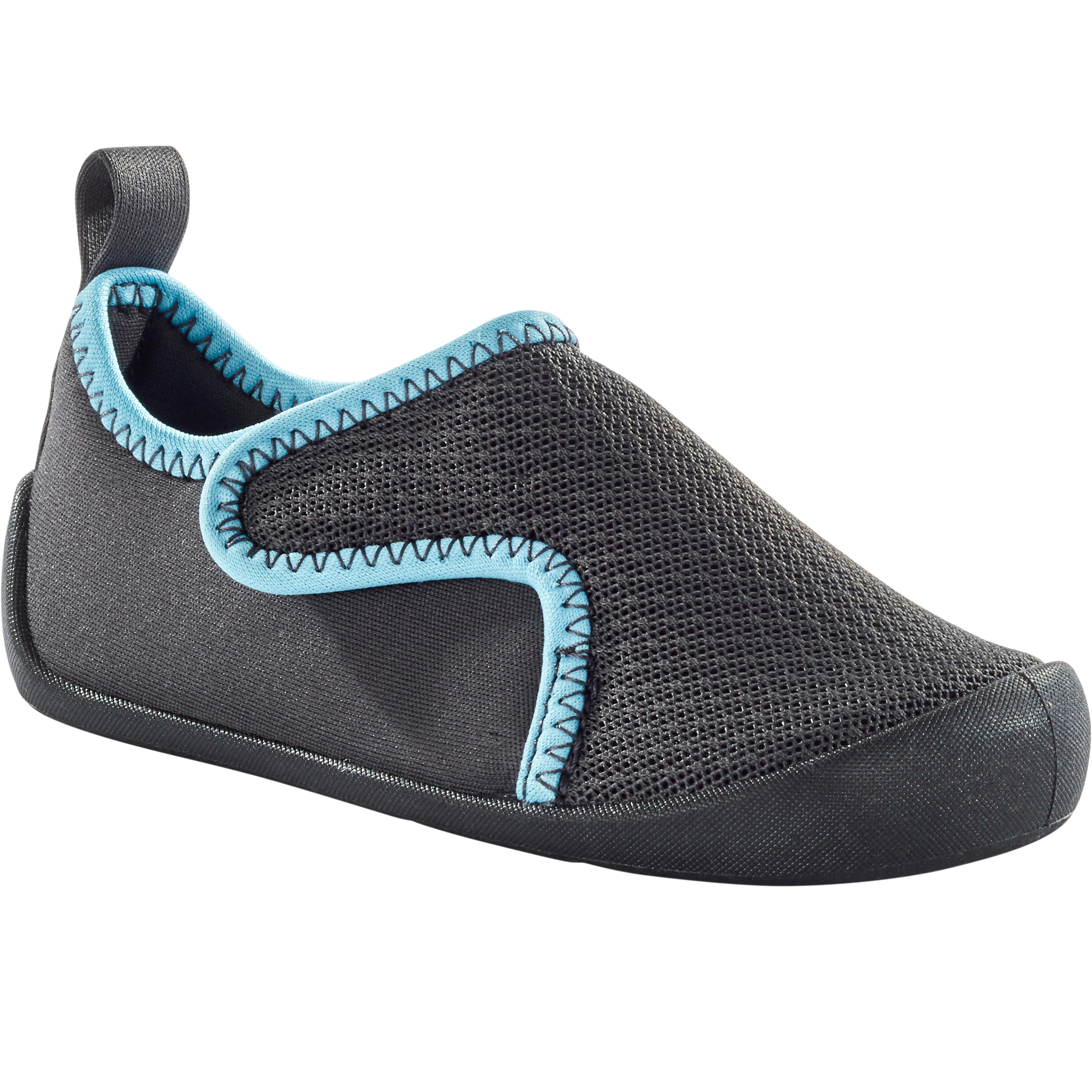 Baby gym bootees breathable with rip-tab fastening, dark grey and blue
