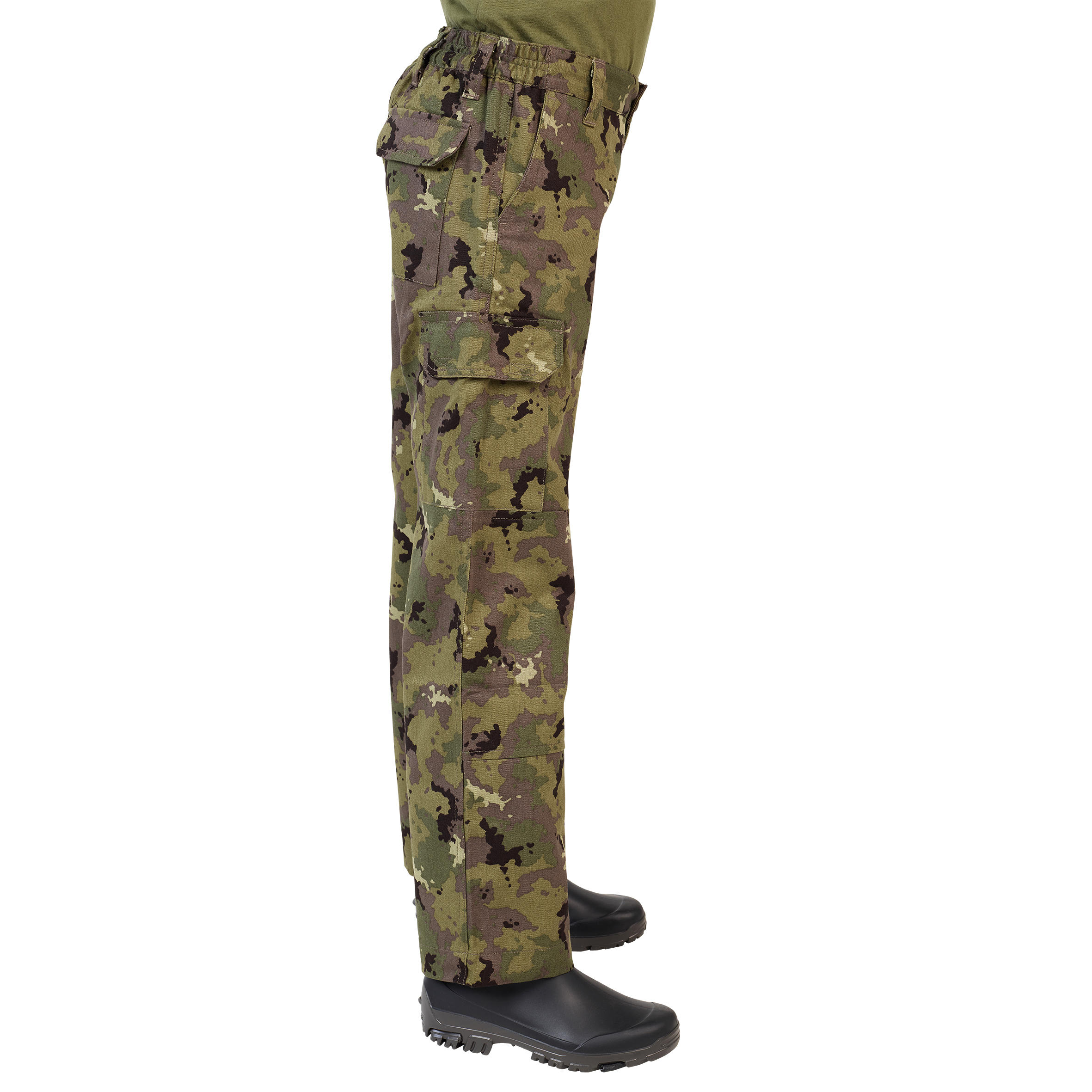 Kids' Durable Hunting Pants - 100 Camo Green - SOLOGNAC