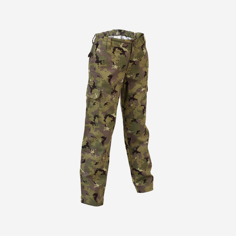 Pantalon résistant junior -100 camouflage island vert