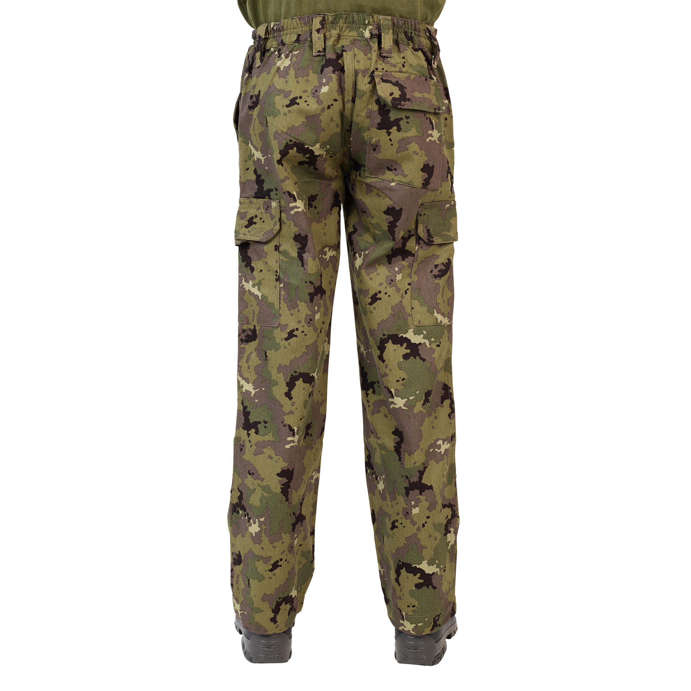Kids' Durable Hunting Pants - 100 Camo Green - SOLOGNAC