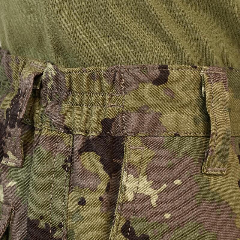 Jagdhose 100 Kinder strapazierfähig Camouflage grün 