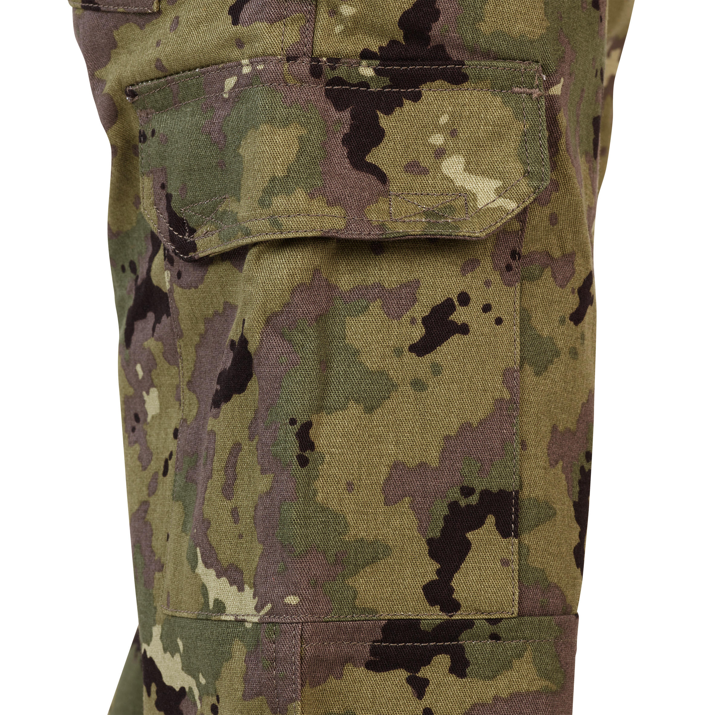 Kids' Durable Hunting Pants - 100 Camo Green - SOLOGNAC