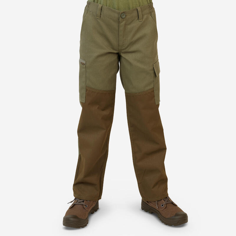 Çocuk Pantolonu - Avcılık ve Doğa Gözlemi - Yeşil / Kahverengi - Renfort 100